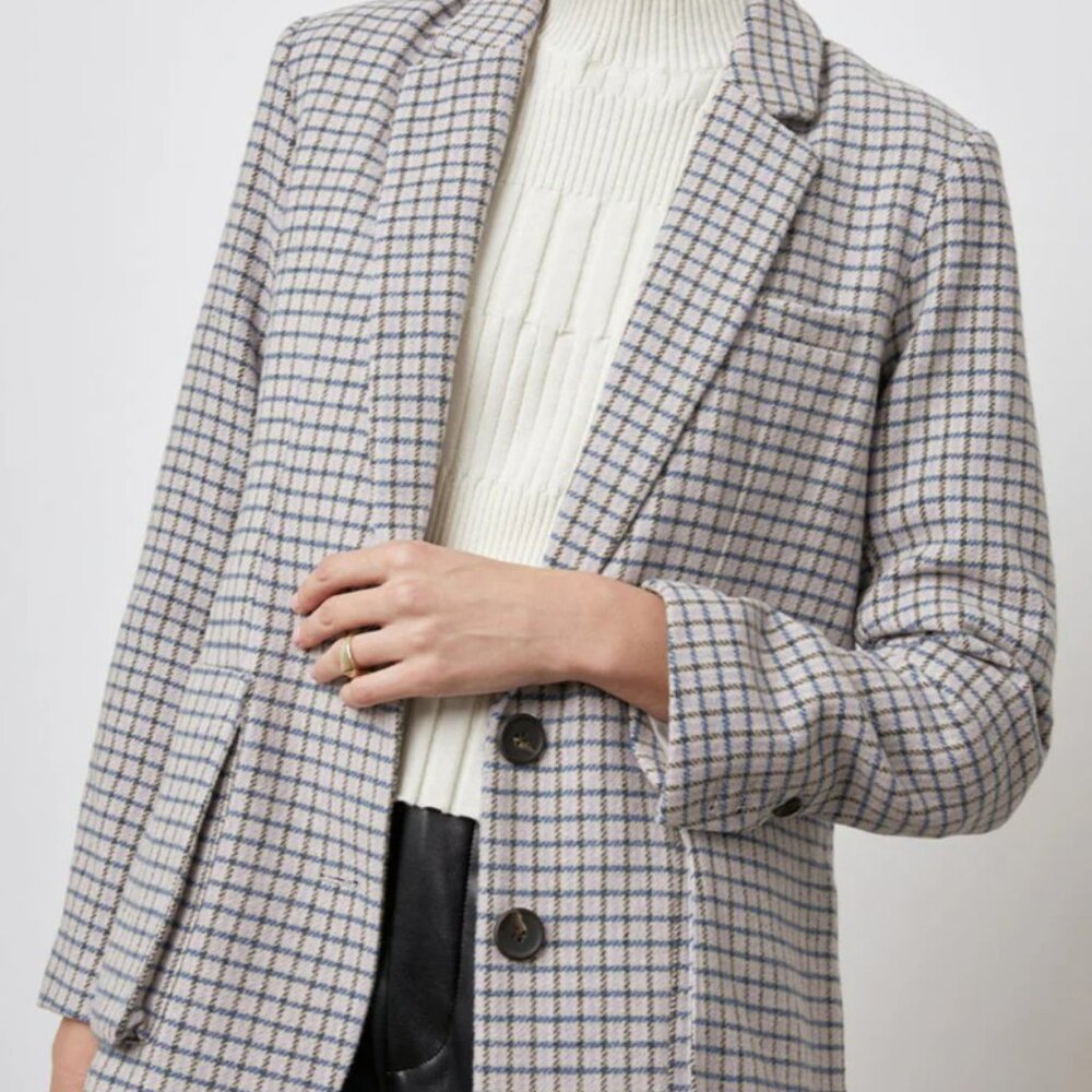 Rails Windsor Lilac Navy Mini Check Blazer, Size S